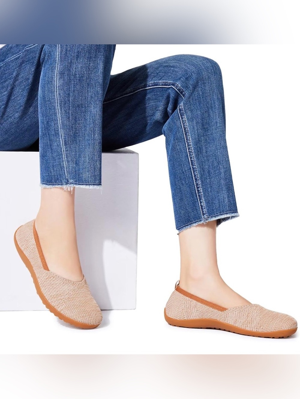 Frank Mully Womens size 7 comfort & soft  shoes wide toe khaki slip on flats